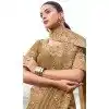 Shop Chiku Satin Silk Embroidery Saree Plus Size Online – 214774
