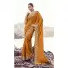 Buy Mustard Pure Tissue Embroidery Saree Plus Size – 214777