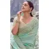 Shop Sky Blue Pure Tissue Embroidery Saree Plus Size – 214778