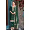 Shop Green Embroidered Viscose Jacquard Pakistani Suit Plus Size – 214859