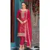 Stylish Pink Viscose Jacquard Embroidery Pakistani Suit Plus Size – 214860