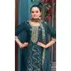 Teal Blue Embroidered Viscose Jacquard Pakistani Suit for Plus Size – 214861