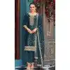 Teal Blue Embroidered Viscose Jacquard Pakistani Suit for Plus Size – 214861