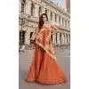 Buy Rust Crepe Beads Embroidery Palazzo Suit Plus Size – 214928