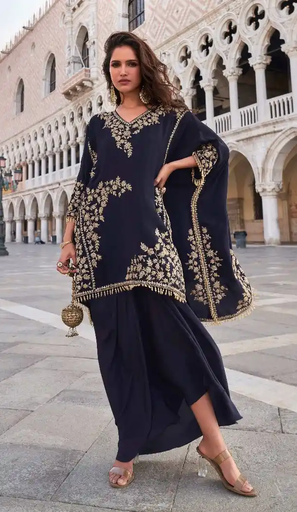Black Beads Crepe Palazzo Suit – 214929