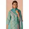 Shop Sky Blue Silk Zari Pakistani Suit In Plus Size – 214969