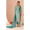 Shop Sky Blue Silk Zari Pakistani Suit In Plus Size – 214969