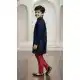 Boys Navy Blue Indo Western Jute Silk Outfit – 215031