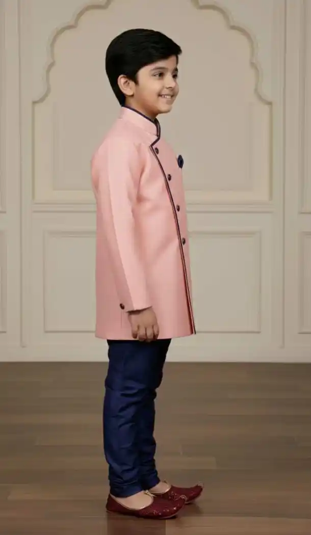 Stylish Pink Jute Silk Boys Indo Western – 215032