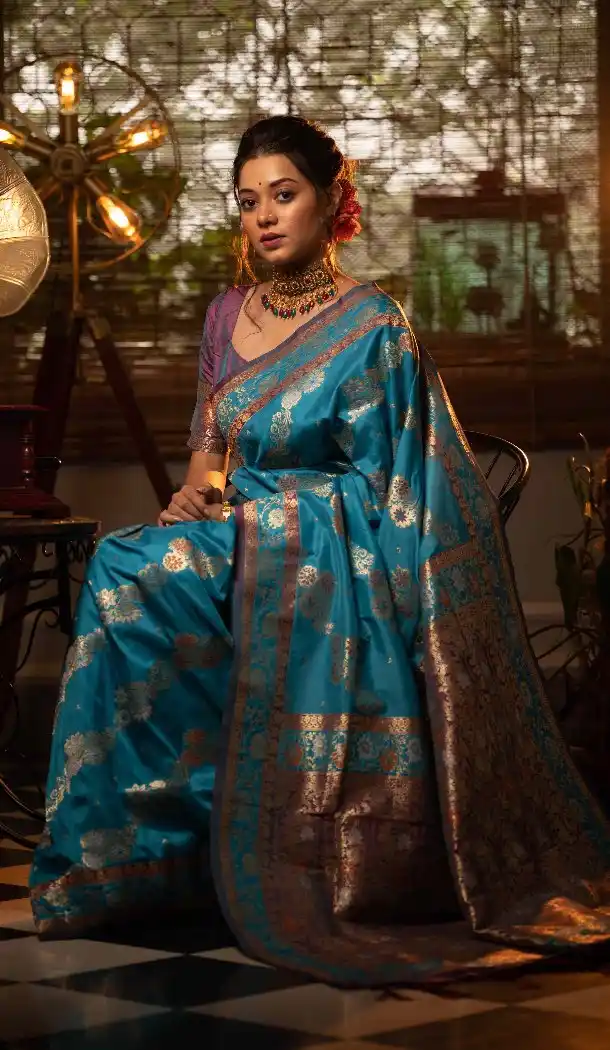 Blue Traditional Soft Banarasi Silk Saree with Weaving Work – 215108