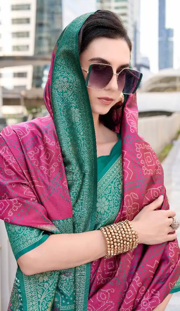 Pink Soft Silk Bandhani Saree for Women – 215130
