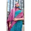 Shop Blue Bandhani Soft Silk Plus Size Saree Online – 215133