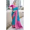 Shop Blue Bandhani Soft Silk Plus Size Saree Online – 215133
