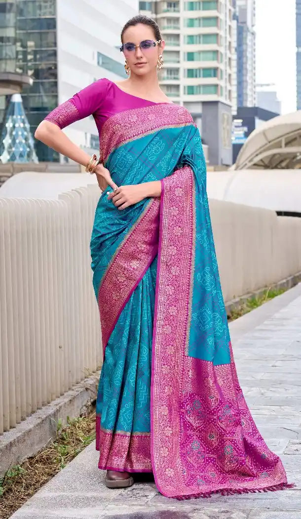 Blue Bandhani Soft Silk Traditional Saree – 215133