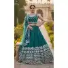 Buy Teal Blue Butterfly Net Plus Size Lehenga Choli Online – 215234