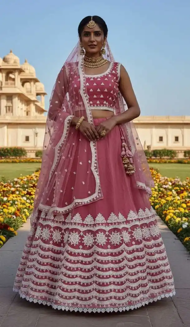 Pink Party Wear Butterfly Net Lehenga Choli – 215235