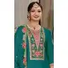 Shop Teal Blue Chinon Zari Embroidery Plus Size Pakistani Suit – 215266