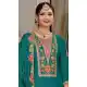 Teal Blue Chinon Zari Embroidered Pakistani Suit – 215266