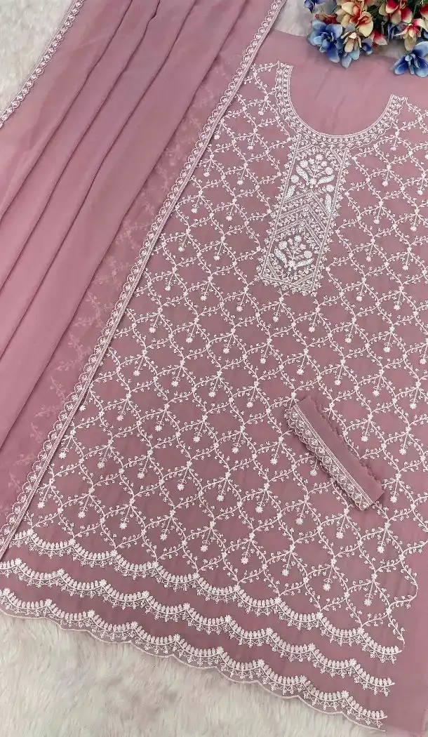 Pink Georgette Embroidery Zari Sharara Suit – 215406