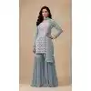 Grey Plus Size Georgette Sharara Suit Online – 215409