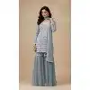 Grey Plus Size Georgette Sharara Suit Online – 215409