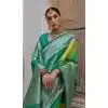 Buy Rama Green Banarasi Silk Jacquard Saree Plus Size – 215429