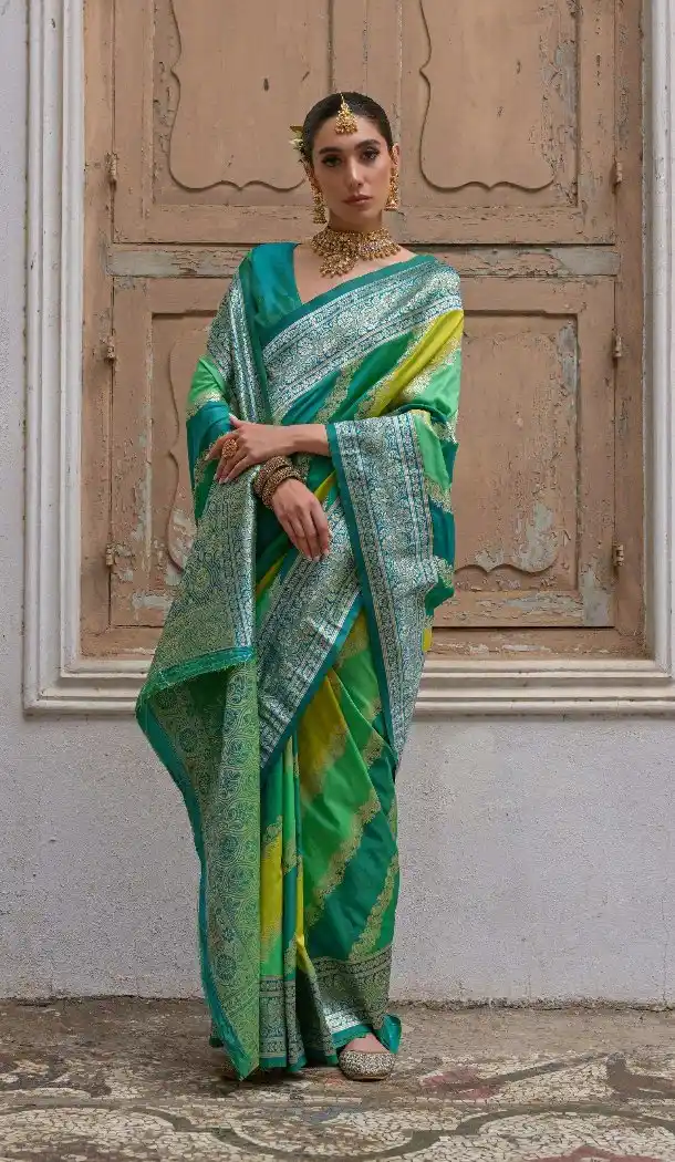 Rama Green Banarasi Silk Jacquard Saree – 215429