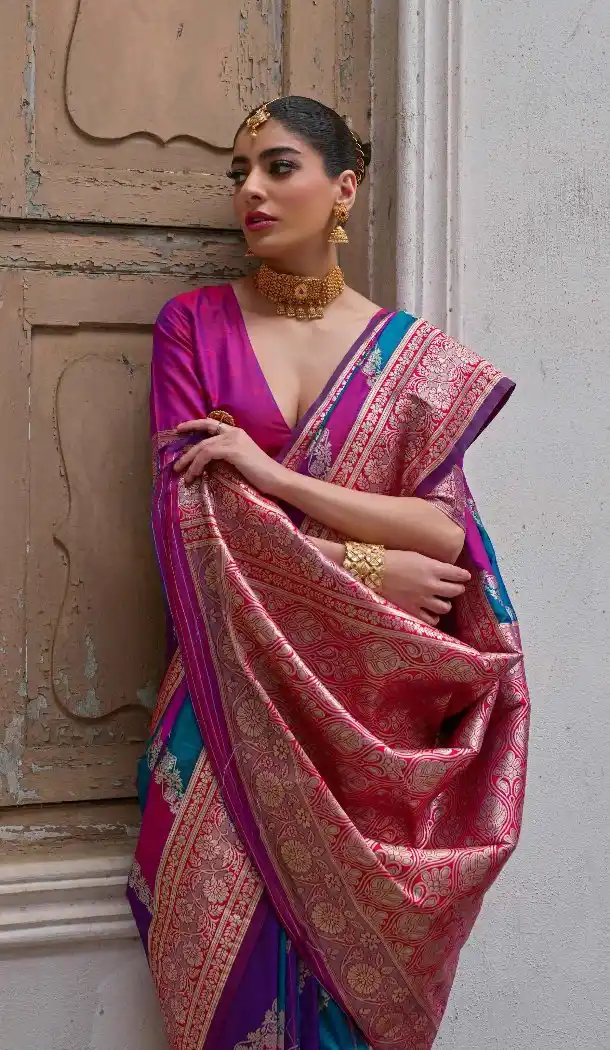 Pink Jacquard Banarasi Silk Saree – 215430