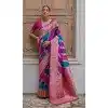 Shop Pink Banarasi Silk Jacquard Saree Plus Size – 215430