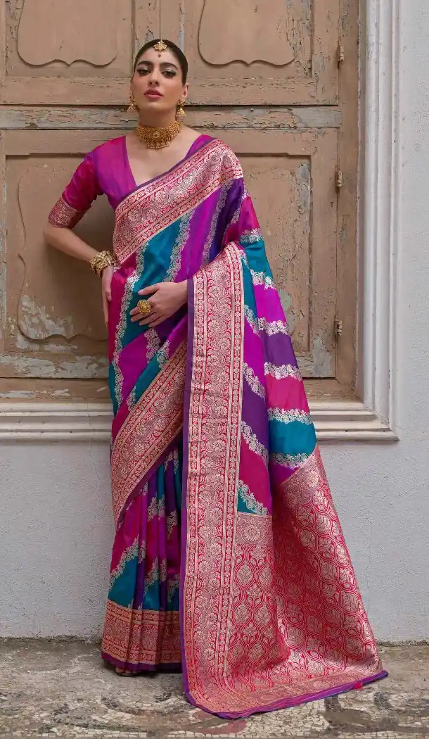 Pink Jacquard Banarasi Silk Saree – 215430