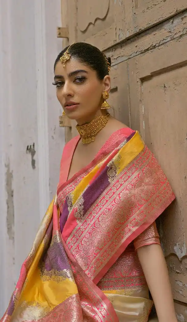 Light Pink Banarasi Silk Jacquard Saree – 215432