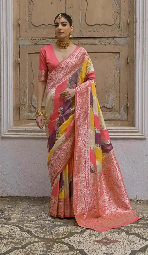 Light Pink Banarasi Silk Jacquard Saree – 215432