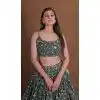 Buy Mehendi Green Georgette Zari Sequin Lehenga Choli Plus Size - 215452