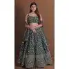 Buy Mehendi Green Georgette Zari Sequin Lehenga Choli Plus Size - 215452