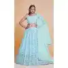 Buy Sky Blue Zari Sequin Lehenga Choli Plus Size - 215454