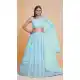 Sky Blue Sequin Zari Lehenga Choli - 215454