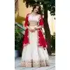 Buy Off White Vichitra Embroidery Lehenga Choli Plus Size - 215510