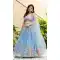 Sky Blue Net Zari Lehenga Choli - 215510