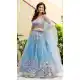Sky Blue Net Zari Lehenga Choli - 215510