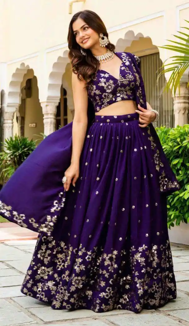 Purple Zari Sequin Party Lehenga Choli - 215510