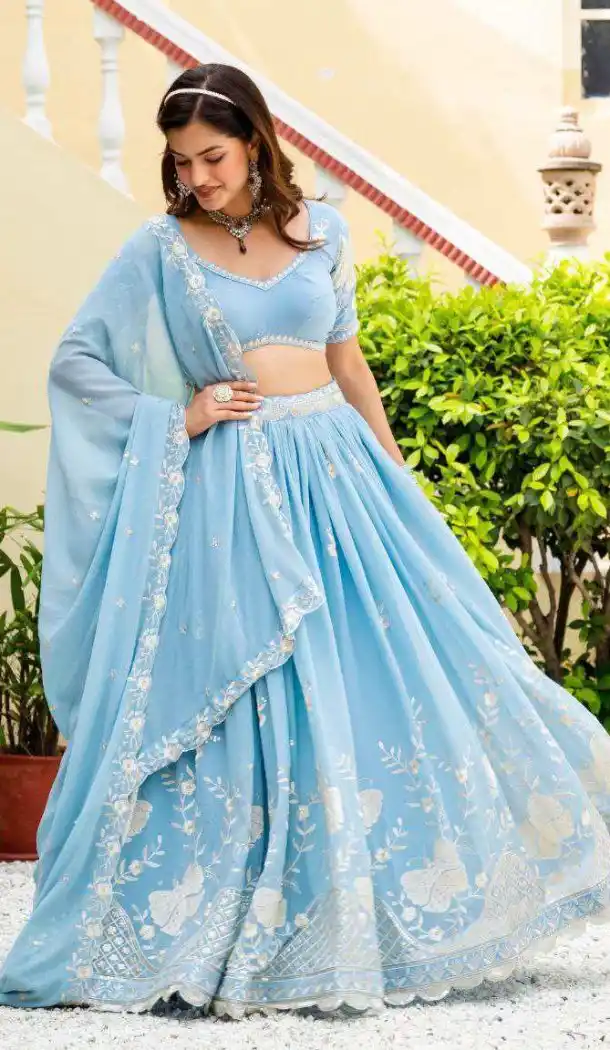 Multi Sequin Faux Georgette Lehenga Choli - 215510