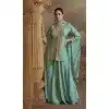 Shop Sky Blue Viscose Zari Embroidery Palazzo Suit Plus Size - 215535