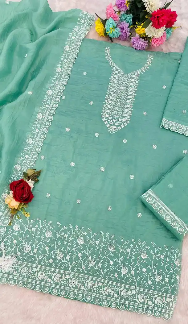 Sky Blue Sharara Suit with Zari Embroidery – 215726