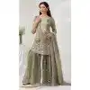 Shop Green Gold Crush Sharara Suit Plus Size – 215728