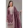 Buy Mauve Gold Crush Palazzo Suit Plus Size - 215729