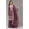 Buy Mauve Gold Crush Palazzo Suit Plus Size - 215729