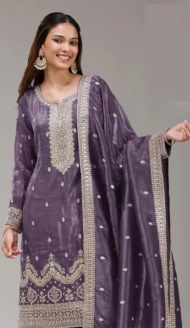 Purple Palazzo Suit Gold Crush Women 215731