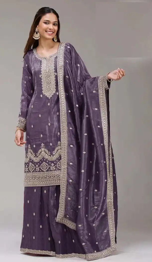 Purple Palazzo Suit Gold Crush Women 215731