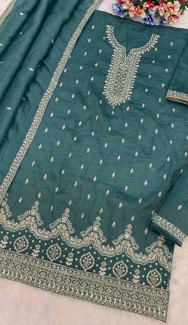 Blue Gold Crush Women Palazzo Suit 215732