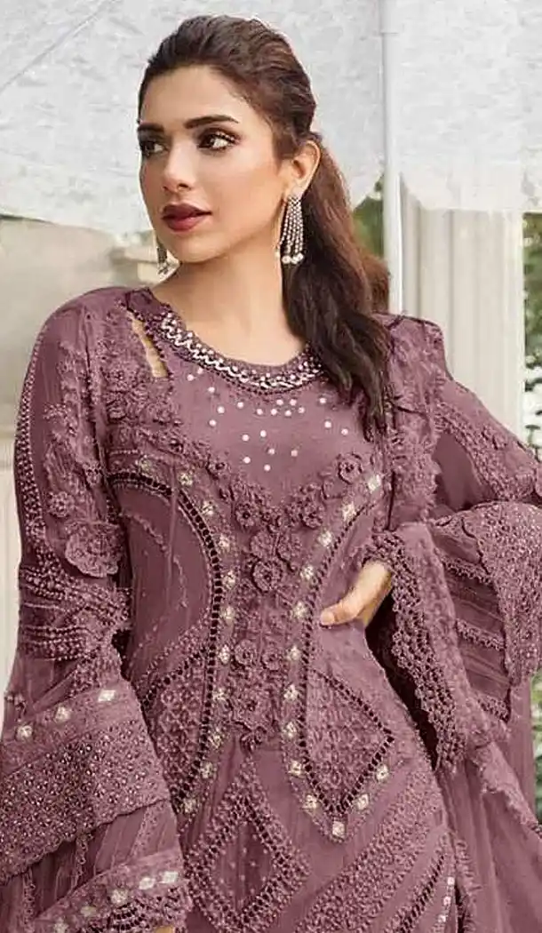Chocolate Georgette Pakistani Suit with Embroidery Work - 215840